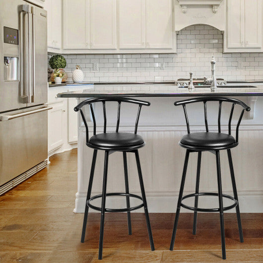 Costway Set of 2 Crown Back Swivel Seat Metal Frame Bar Stools