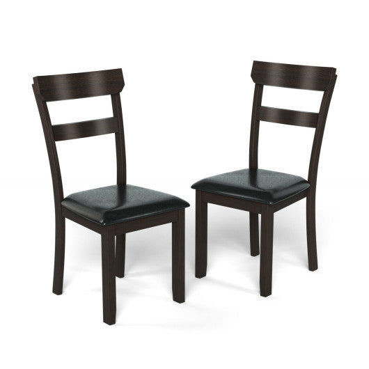 Costway Set of 2 Dining Chairs With Rubber Wood Frame and Upholstered Faux Leather Seat