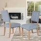 Costway Set of 2 Fabric Dining Chairs with Rubber Wooden Legs