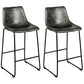 Costway Set of 2 Gray Bar Stool Faux Suede Upholstered Chairs