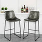 Costway Set of 2 Gray Bar Stool Faux Suede Upholstered Chairs