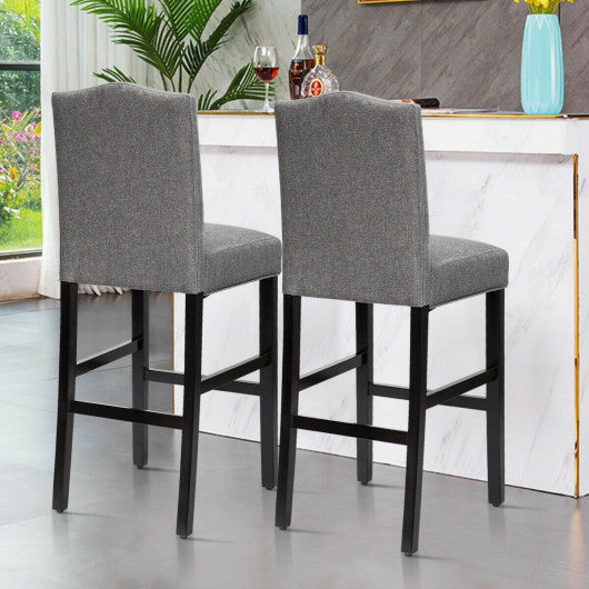 Costway Set of 2 Gray Counter Height Dining Side Barstools with Thick Cushion
