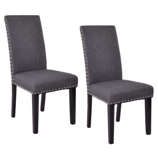 Costway Set of 2 Gray Fabric Upholstered Armless Dining Chairs