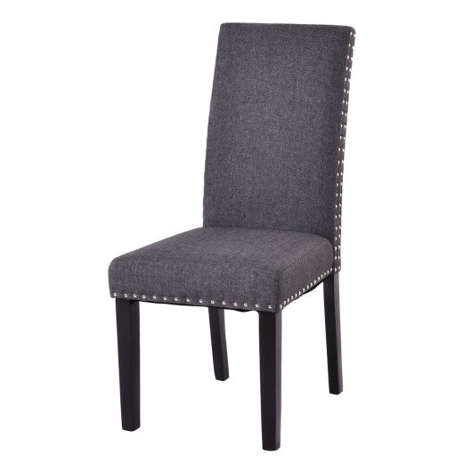 Costway Set of 2 Gray Fabric Upholstered Armless Dining Chairs