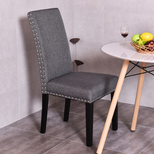 Costway Set of 2 Gray Fabric Upholstered Armless Dining Chairs