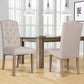 Costway Set of 2 Gray Fabric Upholstered Dining Chair with Solid Wood Legs
