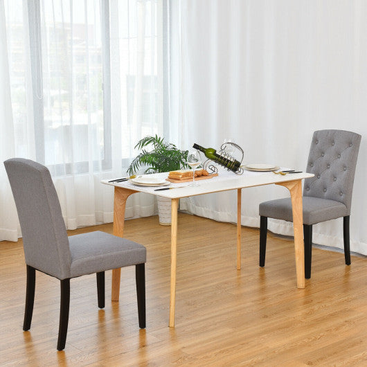 Costway Set of 2 Gray Fabric Wood Accent Dining Chair Tufted Modern Living Room Furniture