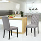 Costway Set of 2 Gray Fabric Wood Accent Dining Chair Tufted Modern Living Room Furniture