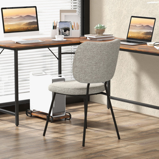 Costway Set of 2 Gray Modern Armless Dining Chairs with Linen Fabric