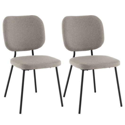 Costway Set of 2 Gray Modern Armless Dining Chairs with Linen Fabric