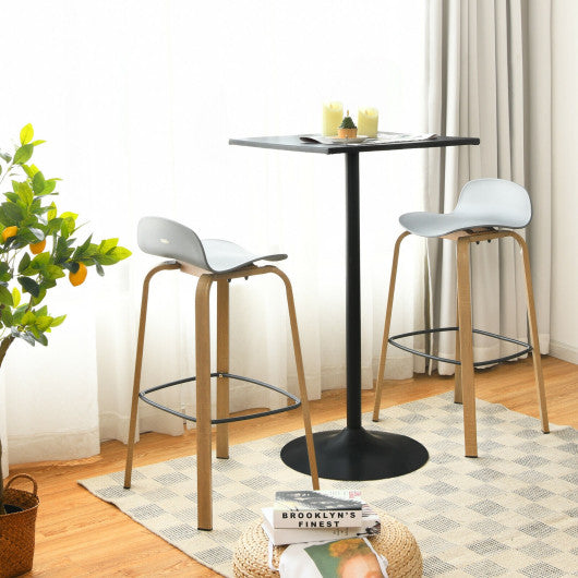 Costway Set of 2 Gray Modern Barstools Pub Chairs with Low Back and Metal Legs