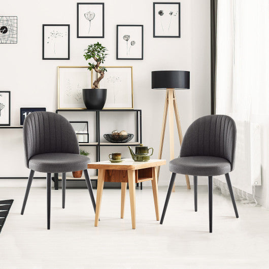 Costway Set of 2 Gray Modern Mid-back Armless Dining Chairs with Wood Legs