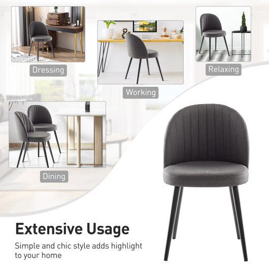 Costway Set of 2 Gray Modern Mid-back Armless Dining Chairs with Wood Legs