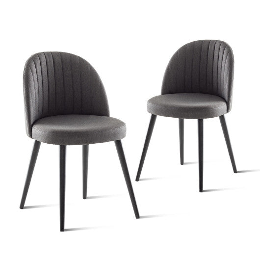 Costway Set of 2 Gray Modern Mid-back Armless Dining Chairs with Wood Legs