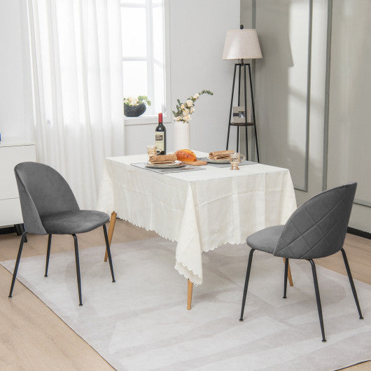 Costway Set of 2 Gray Upholstered Velvet Dining Chair with Metal Base for Living Room