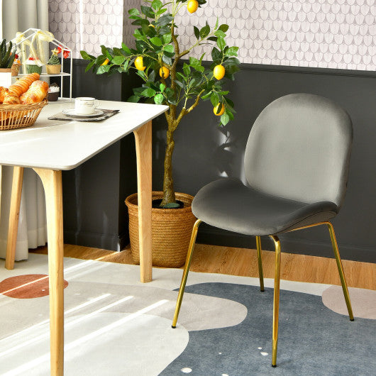 Costway Set of 2 Gray Velvet Accent Chairs with Gold Metal Legs