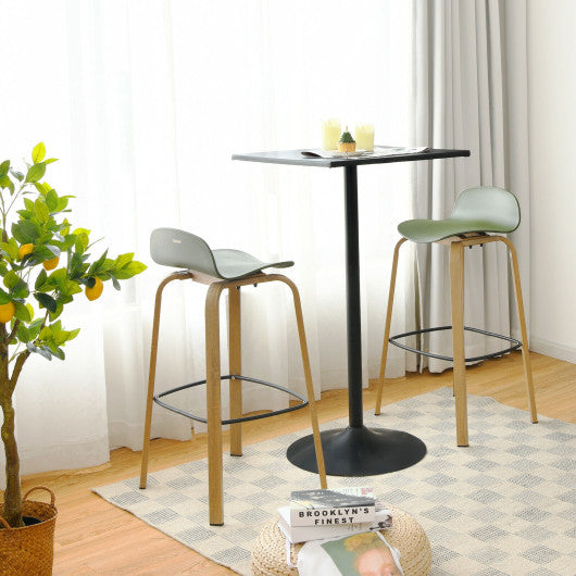 Costway Set of 2 Green Modern Barstools Pub Chairs with Low Back and Metal Legs