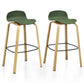 Costway Set of 2 Green Modern Barstools Pub Chairs with Low Back and Metal Legs