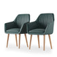 Costway Set of 2 Green Upholstered Dining Chairs with Soft Padded Cushion