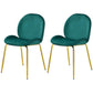 Costway Set of 2 Green Velvet Accent Chairs with Gold Metal Legs