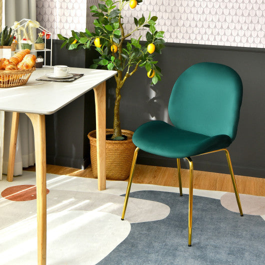 Costway Set of 2 Green Velvet Accent Chairs with Gold Metal Legs