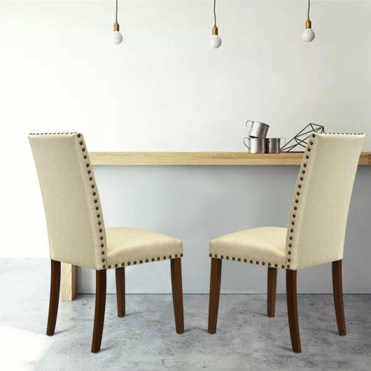 Costway Set of 2 High Back Armless Fabric Dining Chairs
