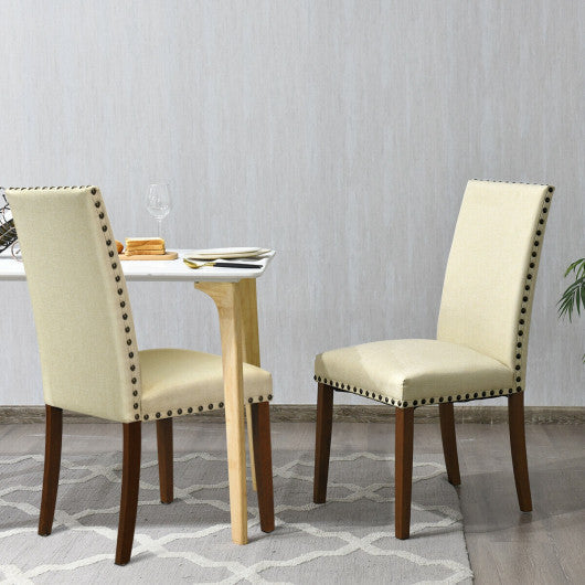 Costway Set of 2 High Back Armless Fabric Dining Chairs