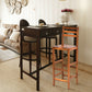 Costway Set of 2 Ladder Back 28.5" Acacia Wood Patio Bar Stool