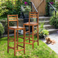 Costway Set of 2 Ladder Back 28.5" Acacia Wood Patio Bar Stool