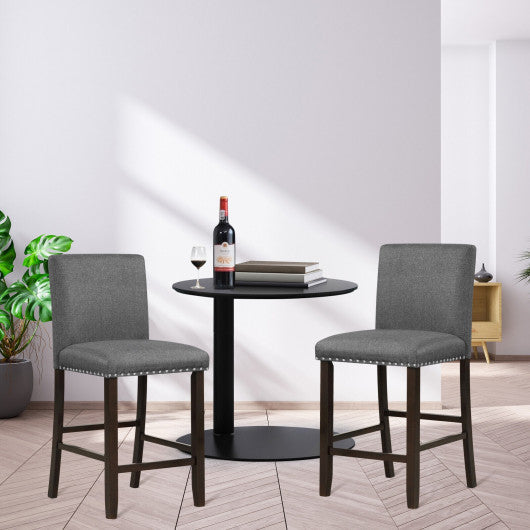 Costway Set of 2 Linen Fabric Bar Stools with Back for Kitchen Island