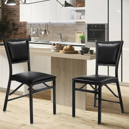 Costway Set of 2 Metal Folding Dining Chair with Space Saving Design