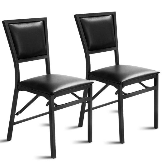 Costway Set of 2 Metal Folding Dining Chair with Space Saving Design