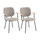Costway Set of 2 Modern Fabric Dining Chairs with Armrest and Curved Backrest