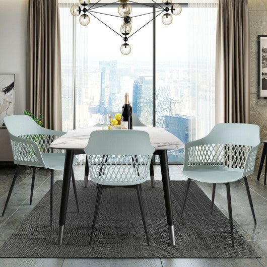 Costway Set of 2 Modern Hollow Back Plastic Arm Chair