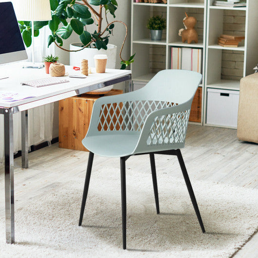 Costway Set of 2 Modern Hollow Back Plastic Arm Chair