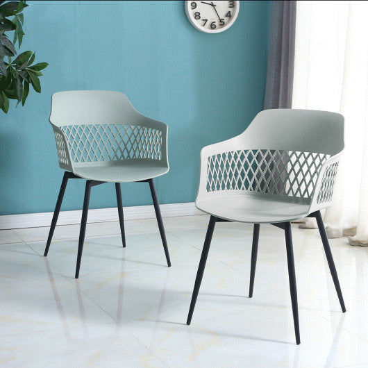 Costway Set of 2 Modern Hollow Back Plastic Arm Chair