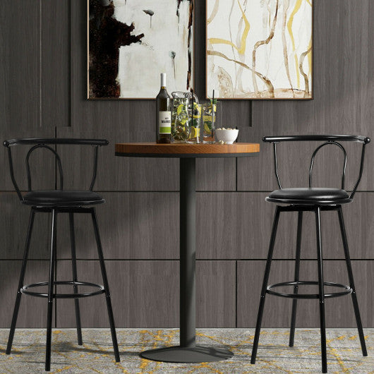 Costway Set of 2 Modern Swivel Pub Metal Counter Height Bar Stools with Footrest and Back