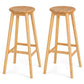 Costway Set of 2 Natural Bamboo Backless Pub Barstools with Round Seat and Footrest