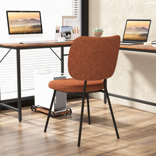 Costway Set of 2 Orange Modern Armless Dining Chairs with Linen Fabric