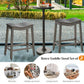 Costway Set of 2 PU Leather Saddle Bar Stools with Rubber Wood Legs