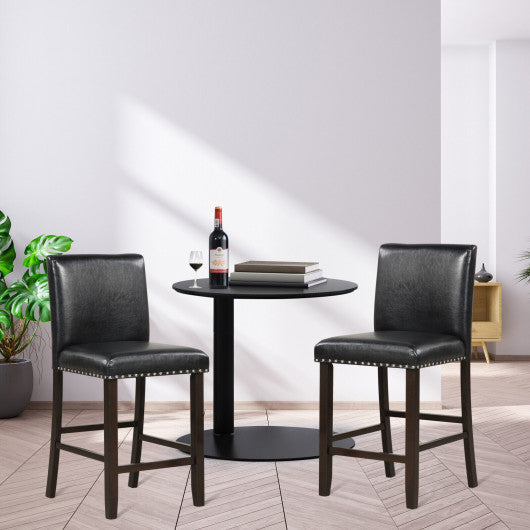Costway Set of 2 PVC Leather Bar Stools with Back for Kitchen Island