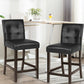 Costway Set of 2 PVC Leather Bar Stools with Solid Wood Legs