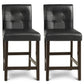 Costway Set of 2 PVC Leather Bar Stools with Solid Wood Legs