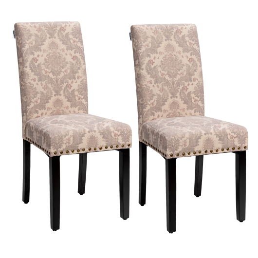Costway Set of 2 Pink Fabric Upholstered Dining Chairs with Nailhead