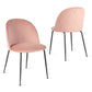 Costway Set of 2 Pink Upholstered Velvet Dining Chair with Metal Base for Living Room