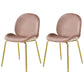 Costway Set of 2 Pink Velvet Accent Chairs with Gold Metal Legs