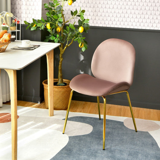Costway Set of 2 Pink Velvet Accent Chairs with Gold Metal Legs