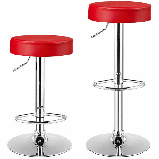 Costway Set of 2 Red Adjustable Swivel Round Bar Stool Pub Chairs