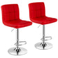 Costway Set of 2 Red Square Swivel Adjustable PU Leather Bar Stools with Back and Footrest