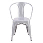Costway Set of 2 Silver Vintage Tolix Style Stackable Bistro Metal Arm Chair